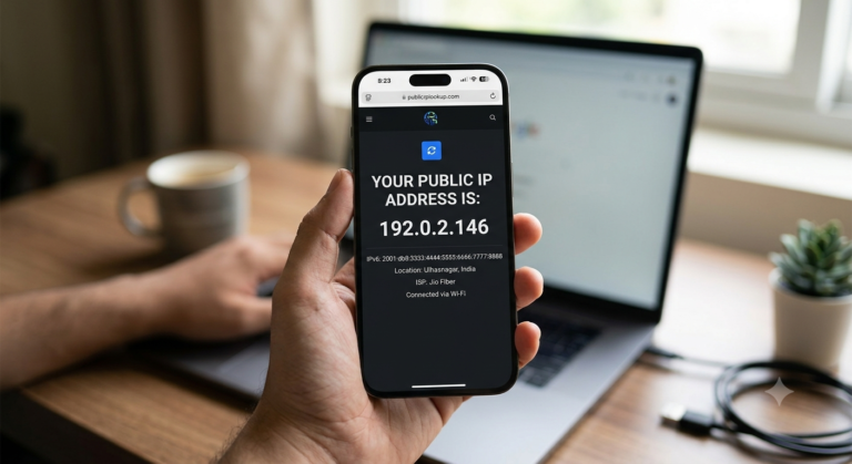 What is my IP address showing a public IP address and location